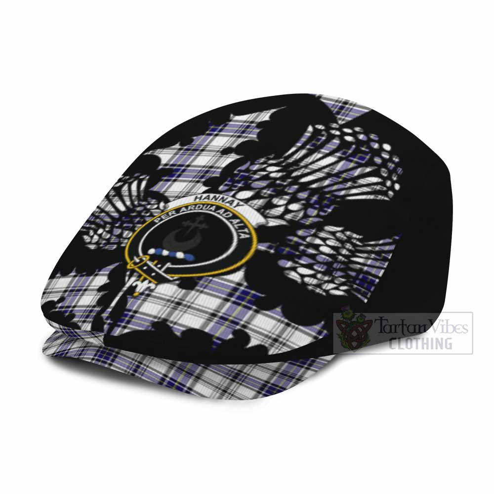 Hannay Tartan Family Crest Flat Cap, Jeff Cap Scotland Thistle Floral