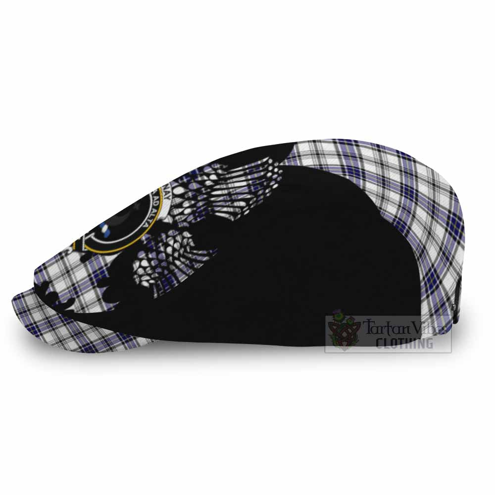 Hannay Tartan Family Crest Flat Cap, Jeff Cap Scotland Thistle Floral