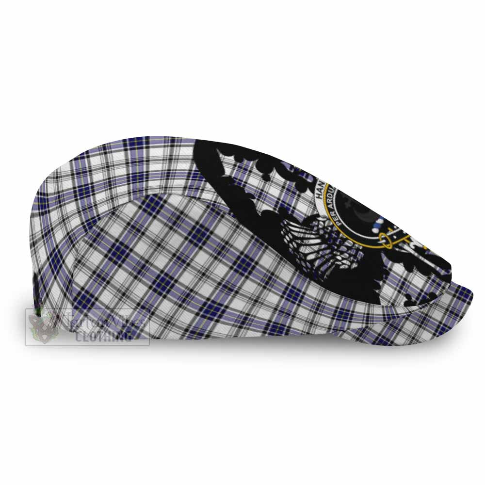 Hannay Tartan Family Crest Flat Cap, Jeff Cap Scotland Thistle Floral