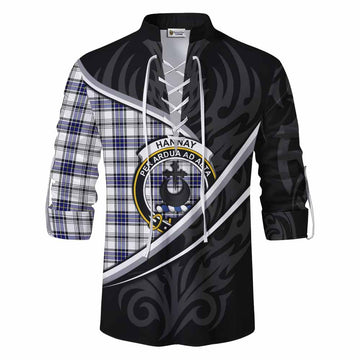 Hannay Tartan Family Crest Ghillie Kilt Shirt Celtic Scottish Thistle Floral