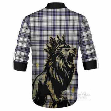 Hannay Tartan Family Crest Ghillie Shirt Crowned Lion Roaring