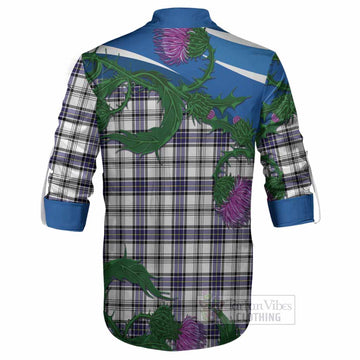 Hannay Tartan Family Crest Ghillie Shirt Thistle in Minimalism