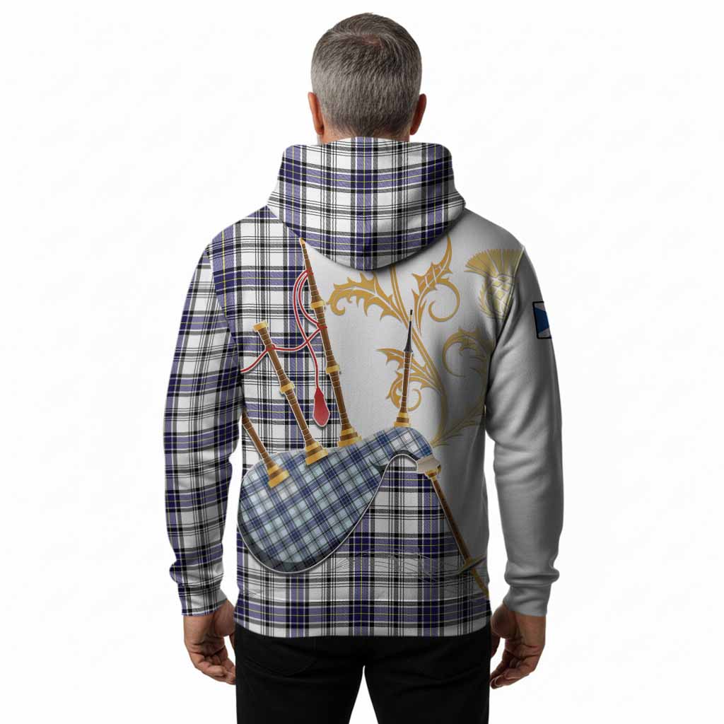 Hannay Tartan Family Crest Hoodie Bagpipes with Scottish Thistle