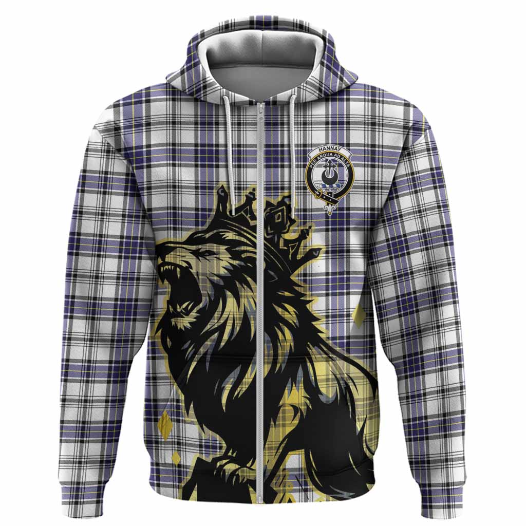 Hannay Tartan Family Crest Hoodie Crowned Lion Roaring