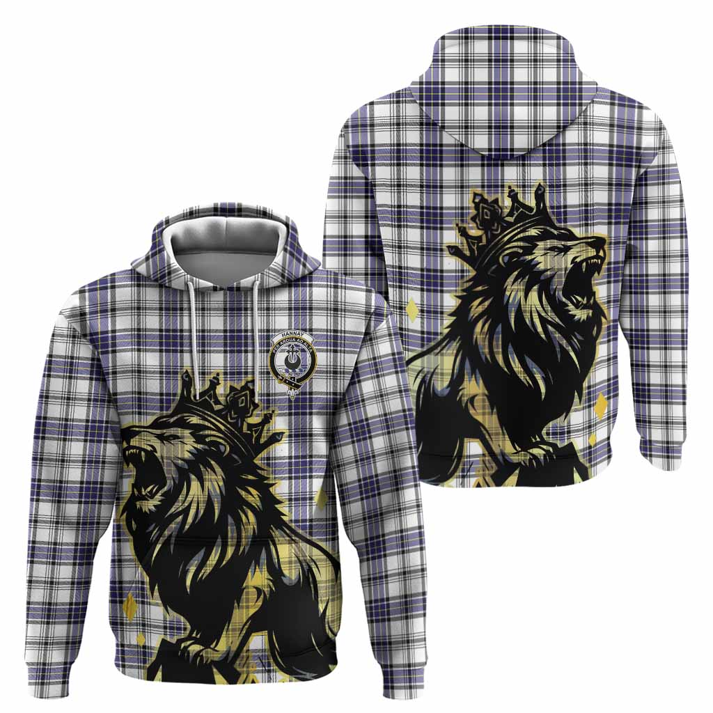 Hannay Tartan Family Crest Hoodie Crowned Lion Roaring