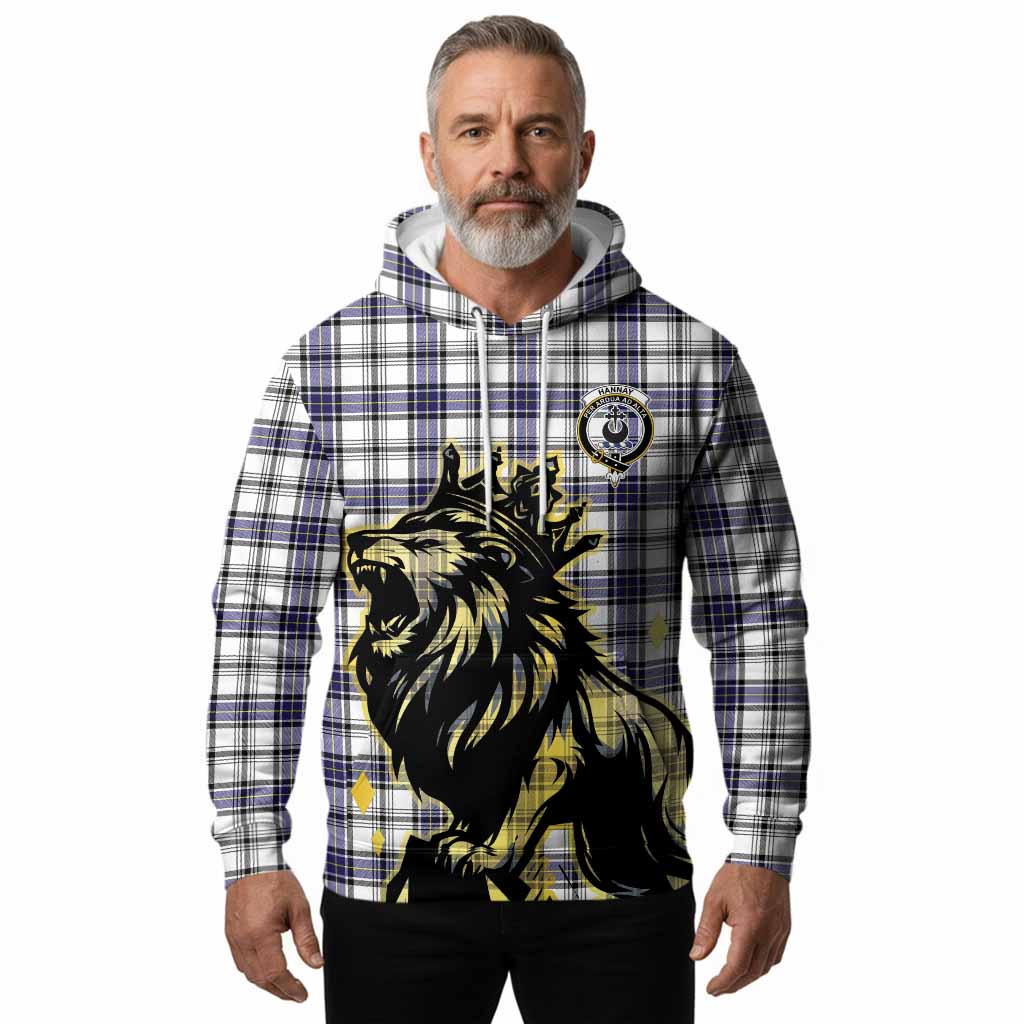 Hannay Tartan Family Crest Hoodie Crowned Lion Roaring