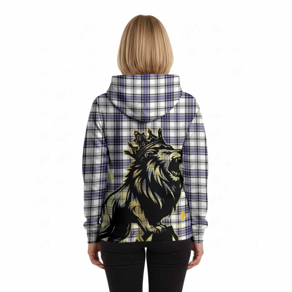 Hannay Tartan Family Crest Hoodie Crowned Lion Roaring