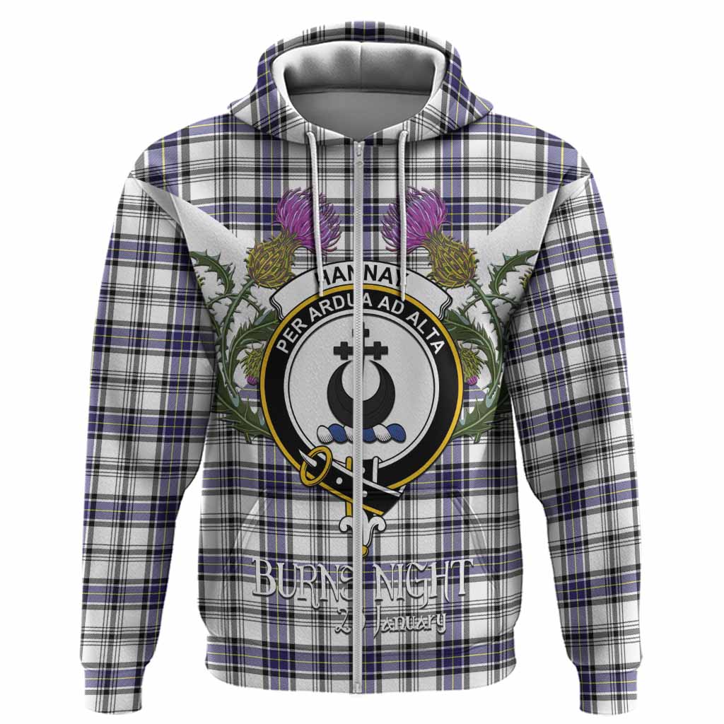 Hannay Tartan Family Crest Hoodie Scottish Burns Night Thistle Floral