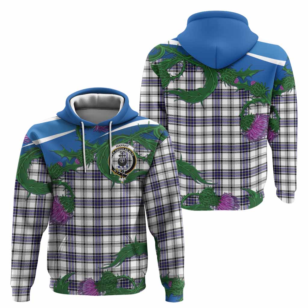 Hannay Tartan Family Crest Hoodie Thistle in Minimalism