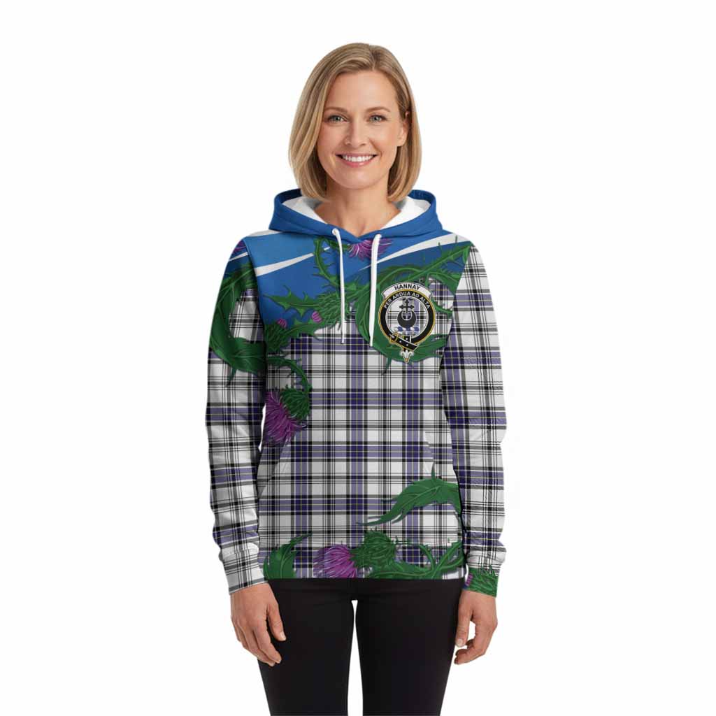 Hannay Tartan Family Crest Hoodie Thistle in Minimalism