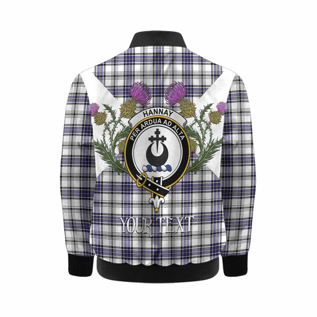 Hannay Tartan Family Crest Kid Bomber Jacket Scottish Burns Night Thistle Floral