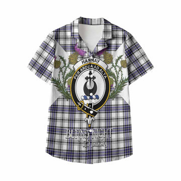 Hannay Tartan Family Crest Kid Hawaiian Shirt Scottish Burns Night Thistle Floral