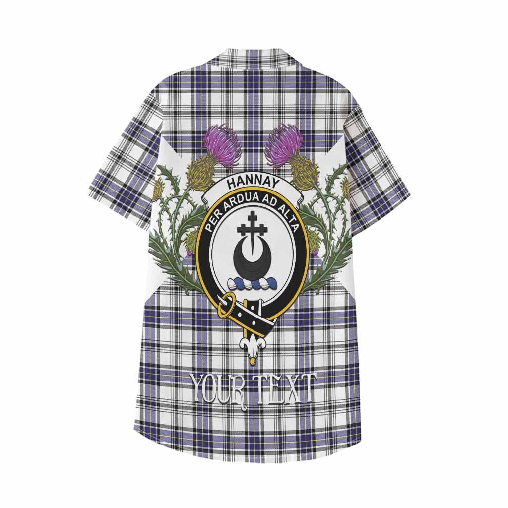 Hannay Tartan Family Crest Kid Hawaiian Shirt Scottish Burns Night Thistle Floral