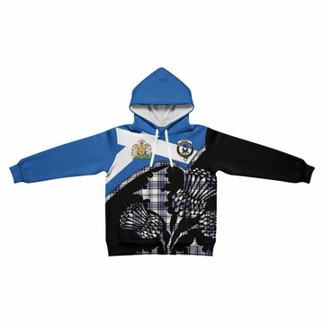 Hannay Tartan Family Crest Kid Hoodie Scotland Thistle Floral Flag Style