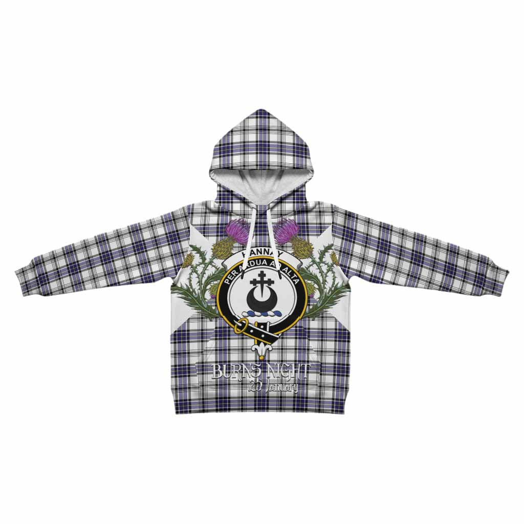 Hannay Tartan Family Crest Kid Hoodie Scottish Burns Night Thistle Floral