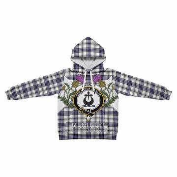 Hannay Tartan Family Crest Kid Hoodie Scottish Burns Night Thistle Floral
