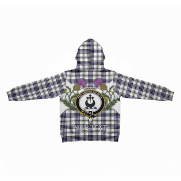 Hannay Tartan Family Crest Kid Hoodie Scottish Burns Night Thistle Floral