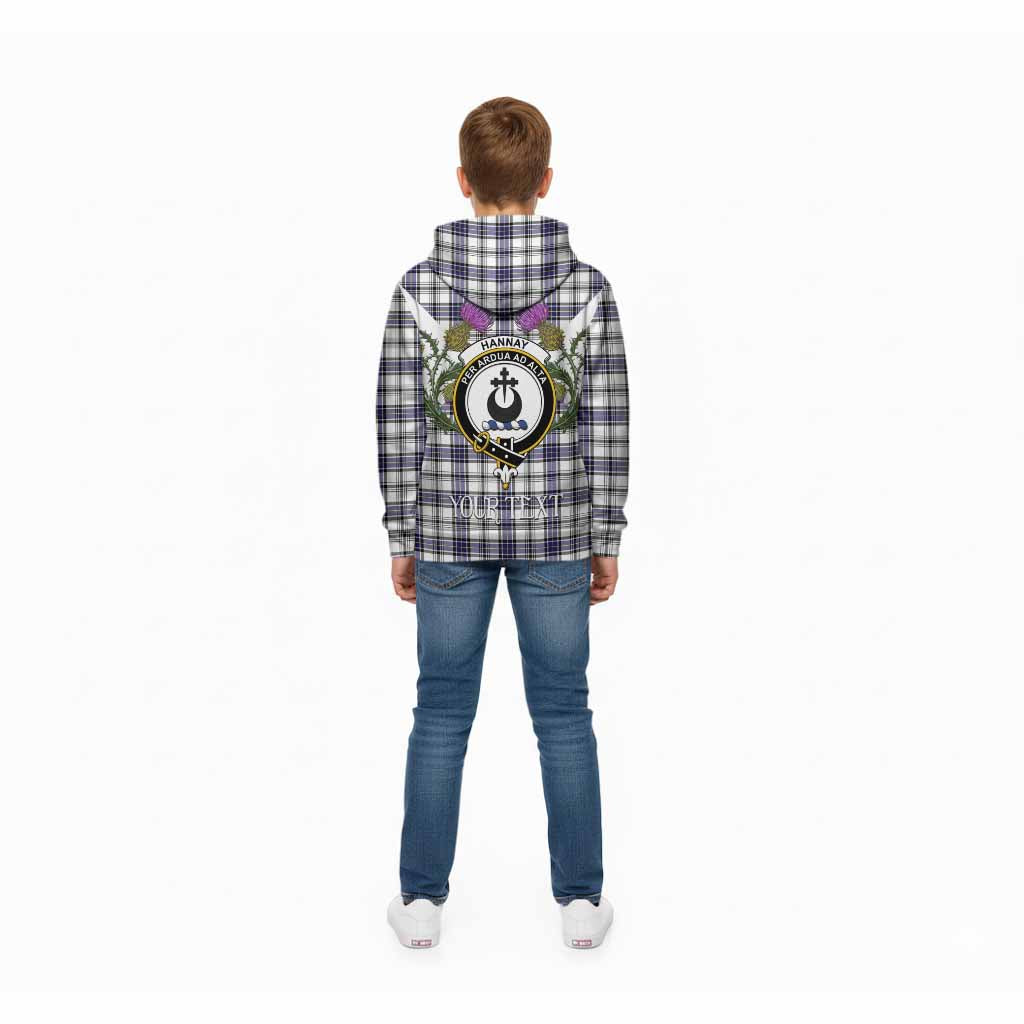Hannay Tartan Family Crest Kid Hoodie Scottish Burns Night Thistle Floral
