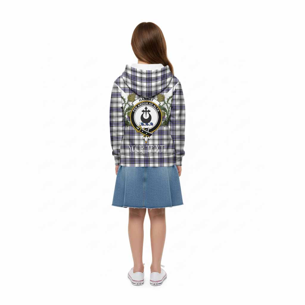 Hannay Tartan Family Crest Kid Hoodie Scottish Burns Night Thistle Floral