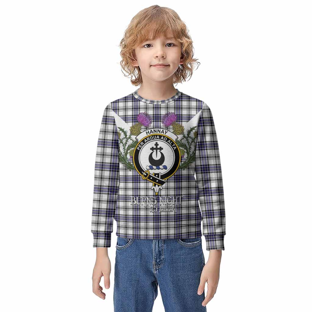 Hannay Tartan Family Crest Kid Knitted Sweatshirt Scottish Burns Night Thistle Floral