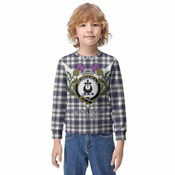 Hannay Tartan Family Crest Kid Knitted Sweatshirt Scottish Burns Night Thistle Floral