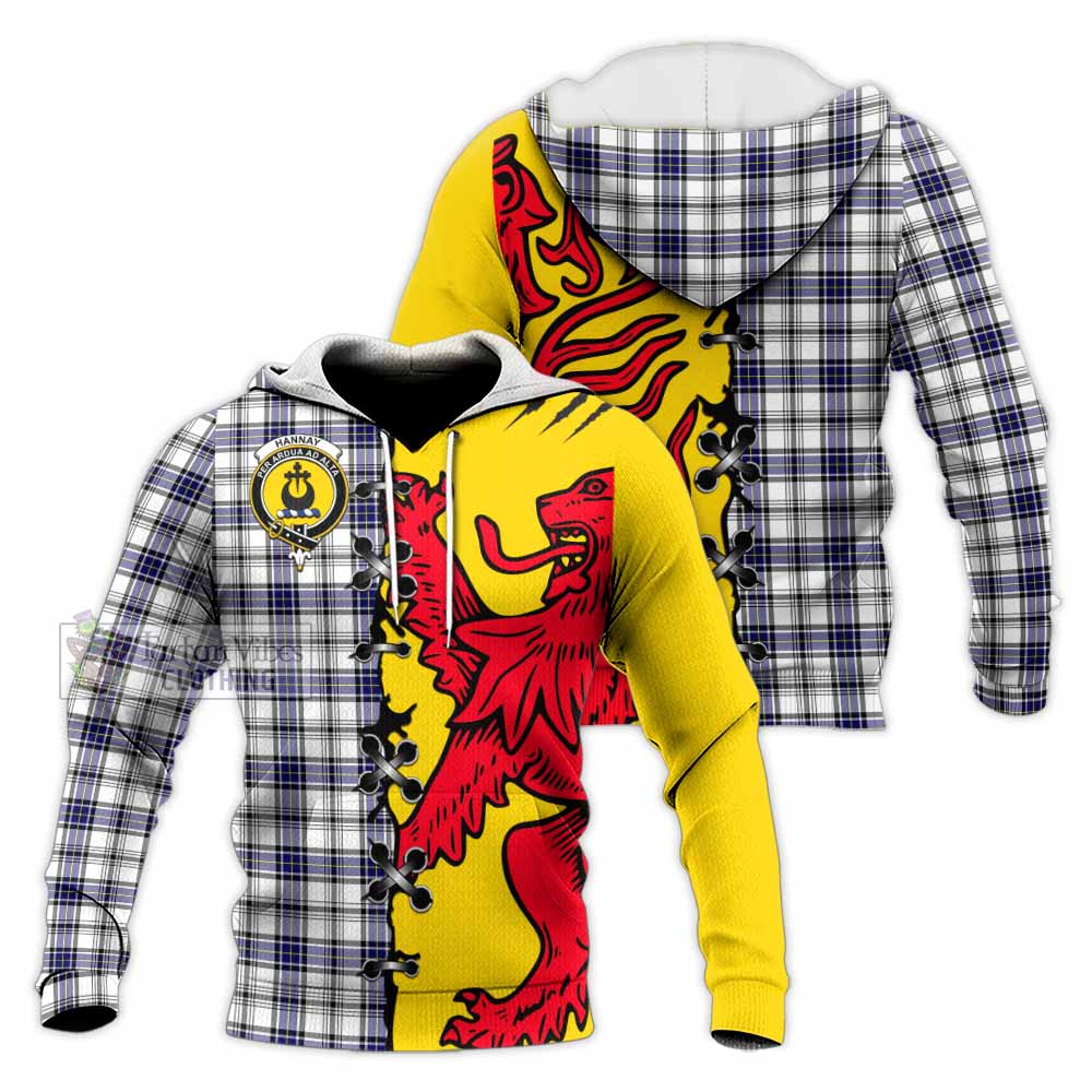Hannay Tartan Family Crest Knitted Hoodie Lion Rampant Honor - Tartan Vibes Clothing