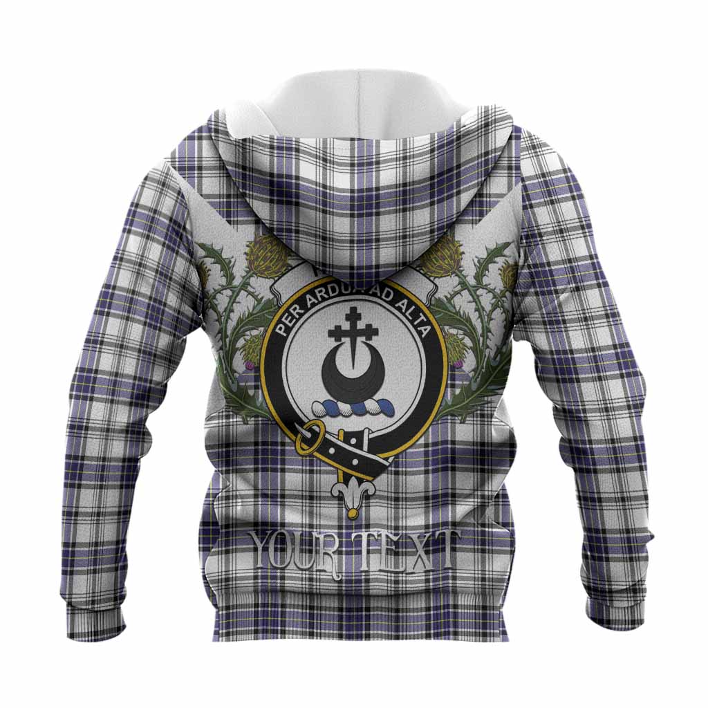 Hannay Tartan Family Crest Knitted Hoodie Scottish Burns Night Thistle Floral