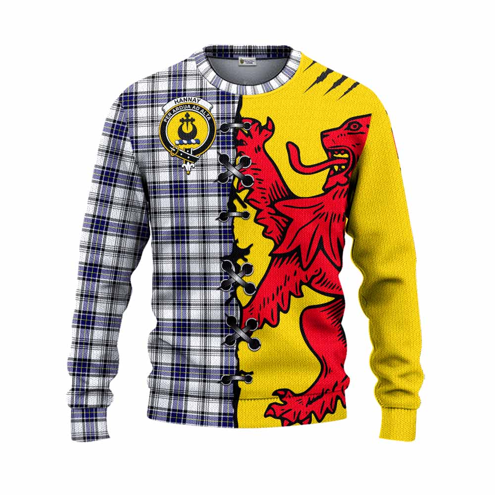 Hannay Tartan Family Crest Knitted Sweater Lion Rampant Honor - Tartan Vibes Clothing