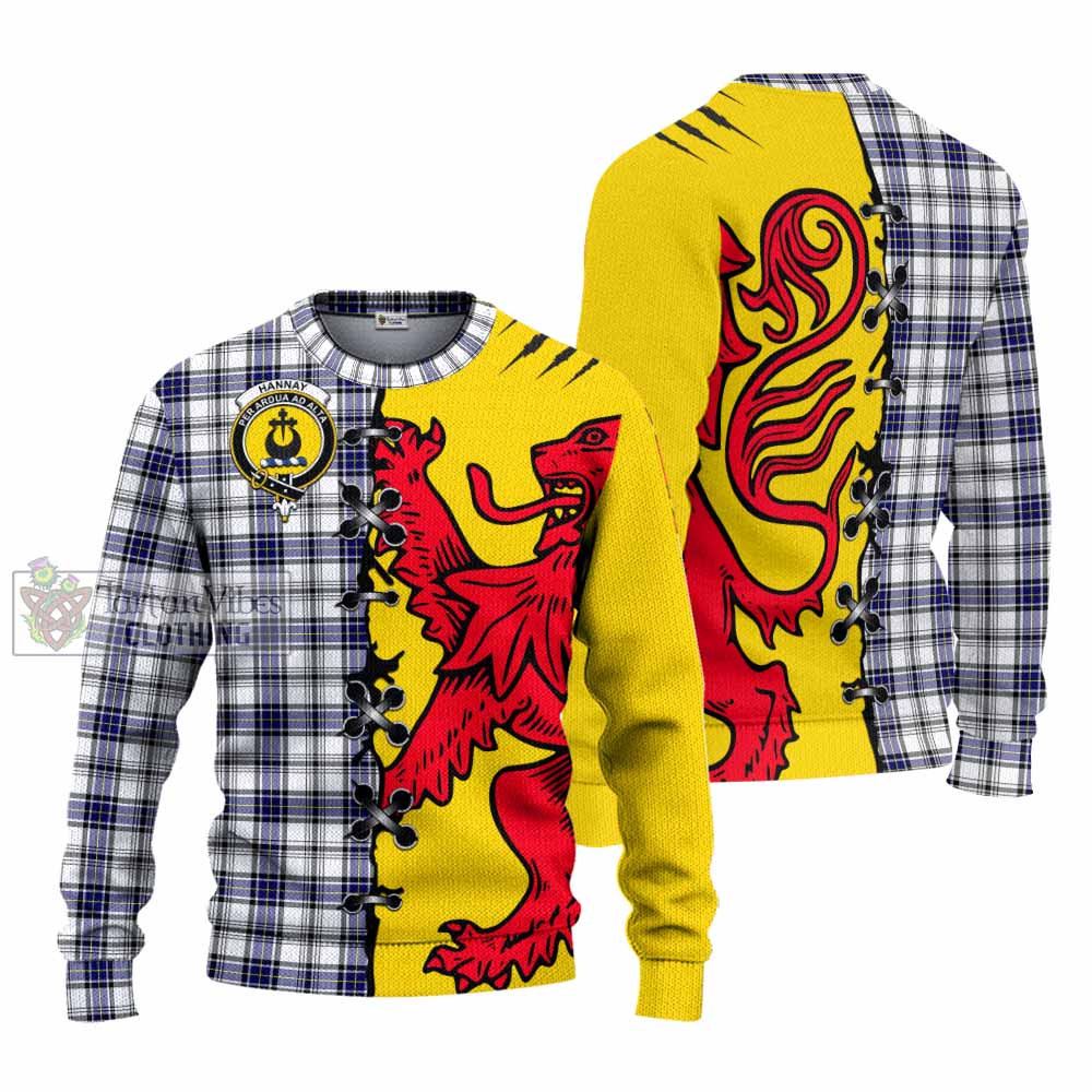 Hannay Tartan Family Crest Knitted Sweater Lion Rampant Honor - Tartan Vibes Clothing