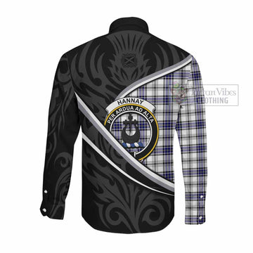 Hannay Tartan Family Crest Long Sleeve Button Shirts Celtic Scottish Thistle Floral