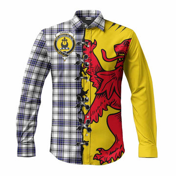 Hannay Tartan Family Crest Long Sleeve Button Shirts Lion Rampant Honor