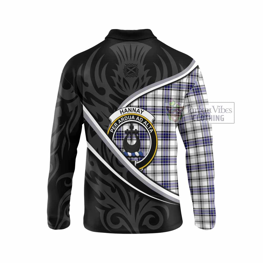 Hannay Tartan Family Crest Long Sleeve Polo Shirt Celtic Scottish Thistle Floral - Tartan Vibes Clothing