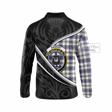Hannay Tartan Family Crest Long Sleeve Polo Shirt Celtic Scottish Thistle Floral - Tartan Vibes Clothing