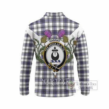 Hannay Tartan Family Crest Long Sleeve Polo Shirt Scottish Burns Night Thistle Floral