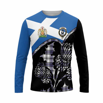 Hannay Tartan Family Crest Long Sleeve T-Shirt Scotland Thistle Floral Flag Style