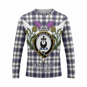 Hannay Tartan Family Crest Long Sleeve T-Shirt Scottish Burns Night Thistle Floral