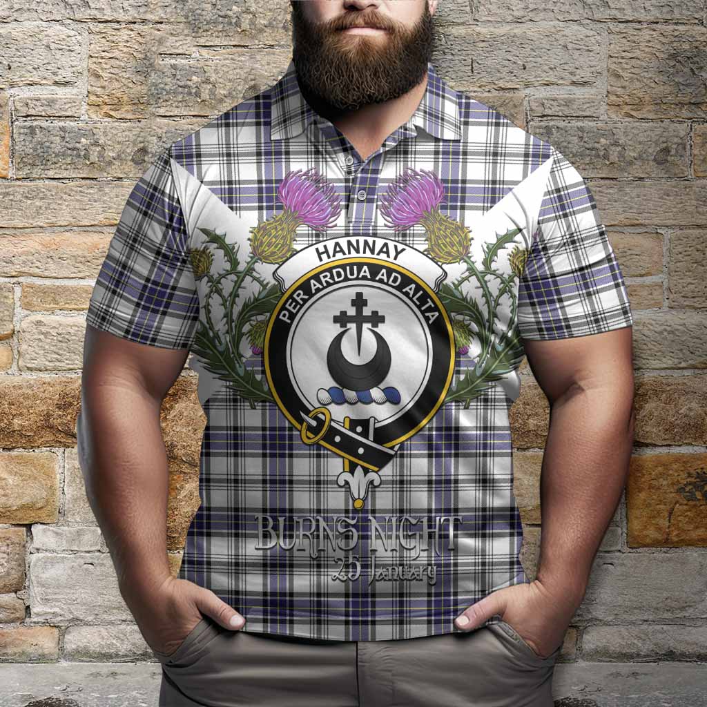 Hannay Tartan Family Crest Polo Shirt Scottish Burns Night Thistle Floral
