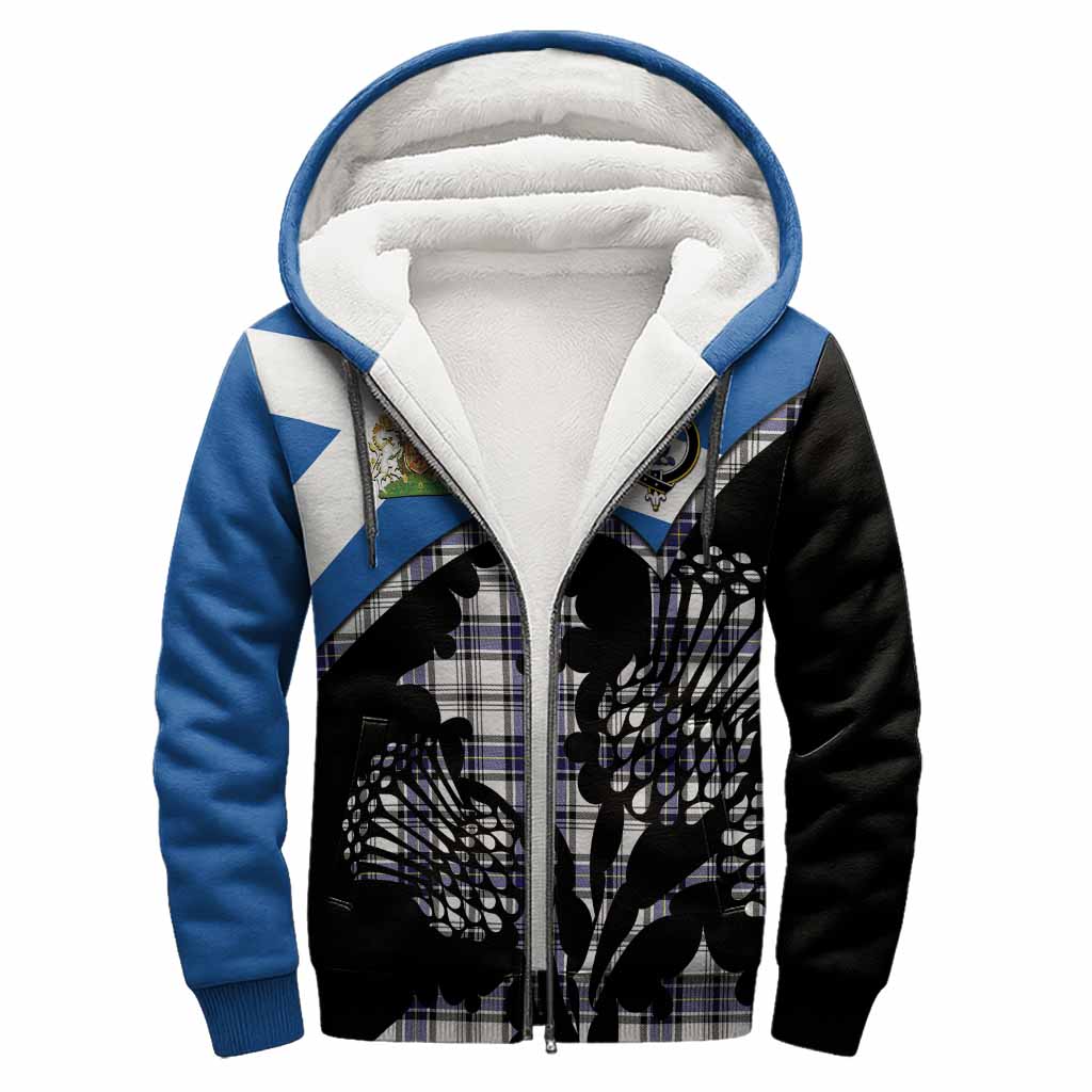 Hannay Tartan Family Crest Sherpa Hoodie Scotland Thistle Floral Flag Style