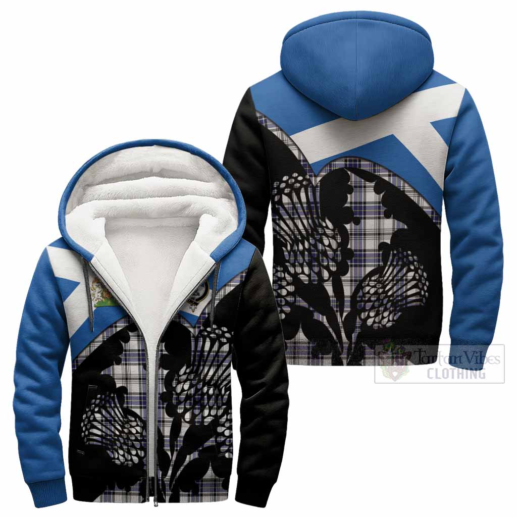 Hannay Tartan Family Crest Sherpa Hoodie Scotland Thistle Floral Flag Style