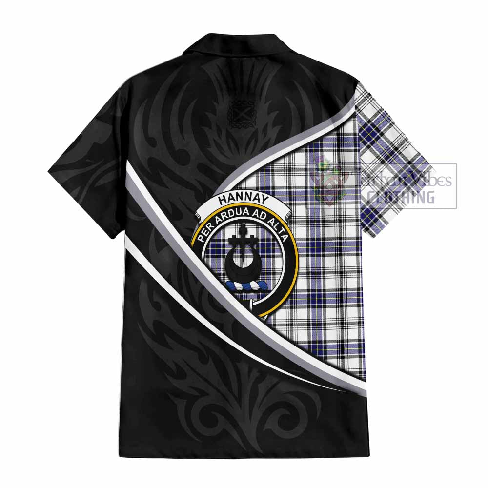 Hannay Tartan Family Crest Short Sleeve Button Shirt Celtic Scottish Thistle Floral - Tartan Vibes Clothing