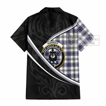 Hannay Tartan Family Crest Short Sleeve Button Shirt Celtic Scottish Thistle Floral - Tartan Vibes Clothing