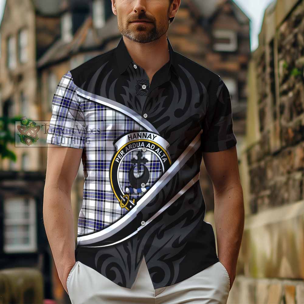 Hannay Tartan Family Crest Short Sleeve Button Shirt Celtic Scottish Thistle Floral - Tartan Vibes Clothing