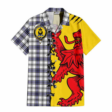 Hannay Tartan Family Crest Short Sleeve Button Shirt Lion Rampant Honor - Tartan Vibes Clothing