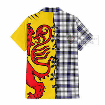 Hannay Tartan Family Crest Short Sleeve Button Shirt Lion Rampant Honor - Tartan Vibes Clothing