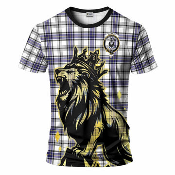 Hannay Tartan Family Crest T-Shirt Crowned Lion Roaring