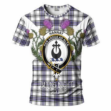 Hannay Tartan Family Crest T-Shirt Scottish Burns Night Thistle Floral