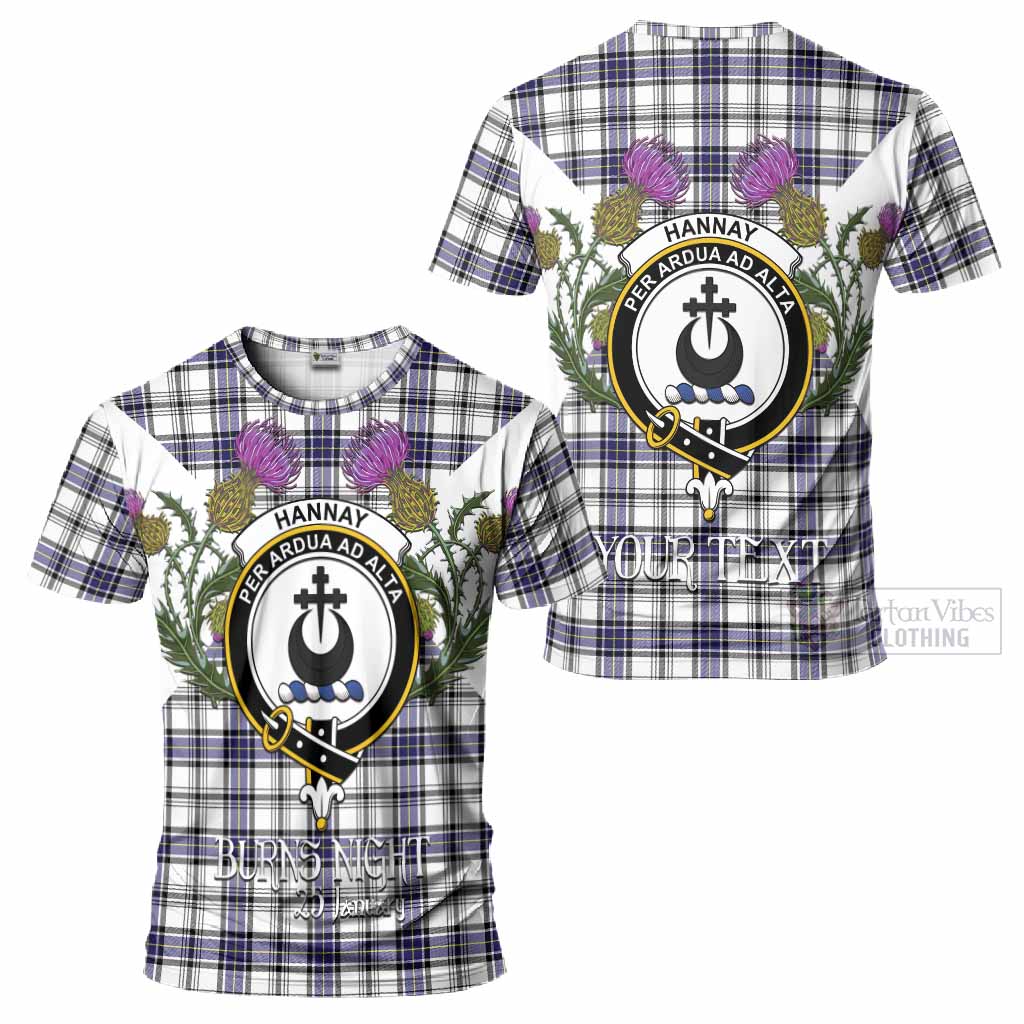 Hannay Tartan Family Crest T-Shirt Scottish Burns Night Thistle Floral
