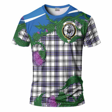 Hannay Tartan Family Crest T-Shirt Thistle in Minimalism