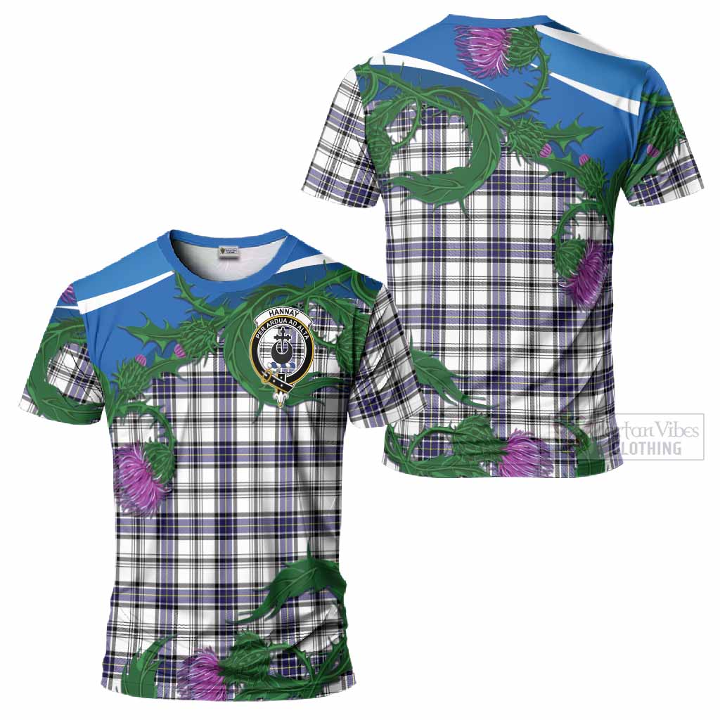 Hannay Tartan Family Crest T-Shirt Thistle in Minimalism