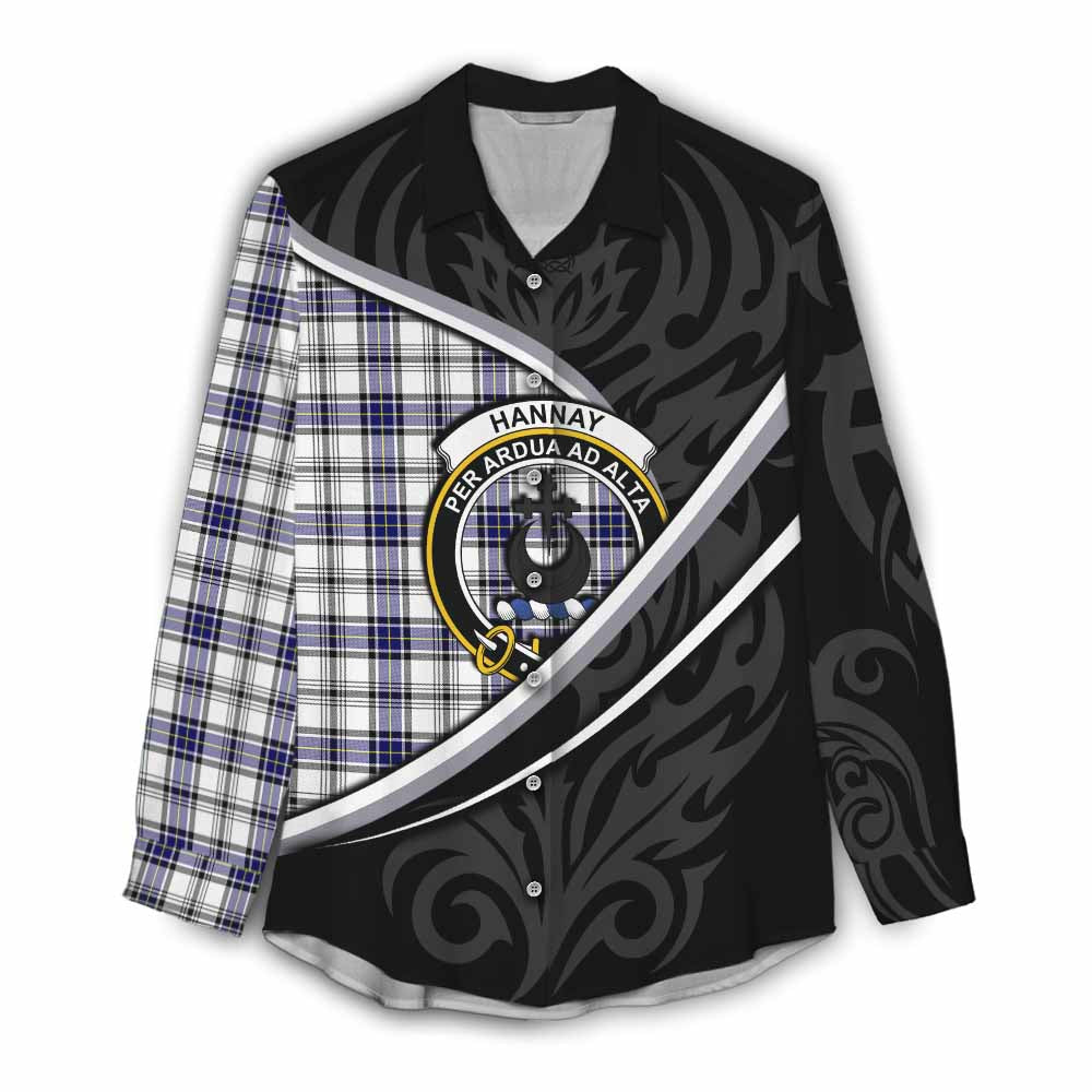 Hannay Tartan Family Crest Women Casual Shirt Celtic Scottish Thistle Floral - Tartan Vibes Clothing